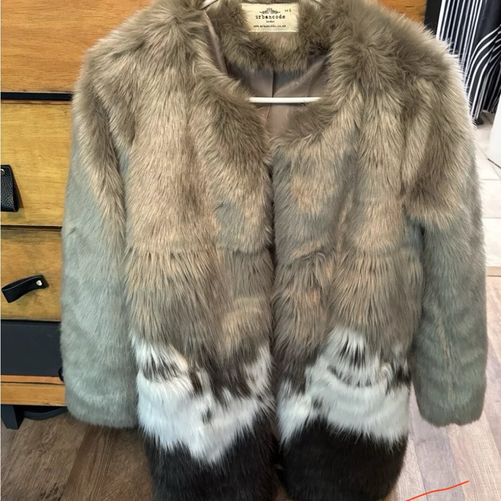 Women's Urbancode Faux Fur Multi-Color Jacket Coat Womens Size UK 6
